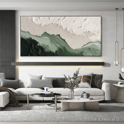 BUYARTVIEW Sage River – Green and White Abstract Landscape Impasto Painting - image 4