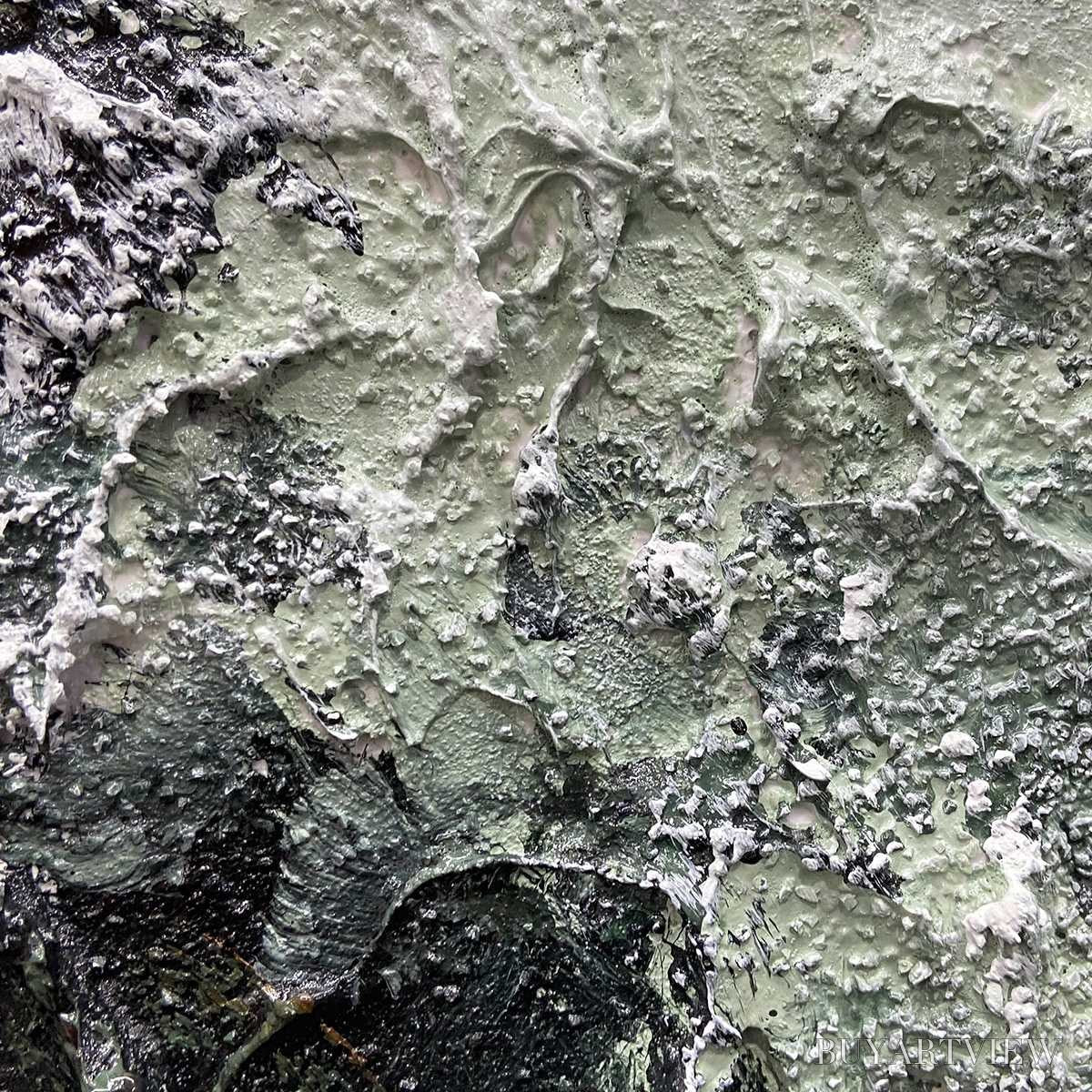 BUYARTVIEW Sage River – Green and White Abstract Landscape Impasto Painting - image 6