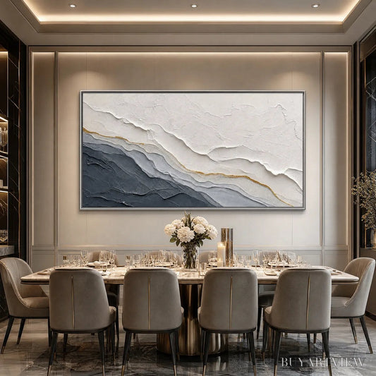 BUYARTVIEW Aeon – Textured Grey and Gold Abstract Landscape Painting - image 2