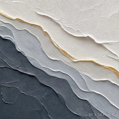 BUYARTVIEW Aeon – Textured Grey and Gold Abstract Landscape Painting - image 3