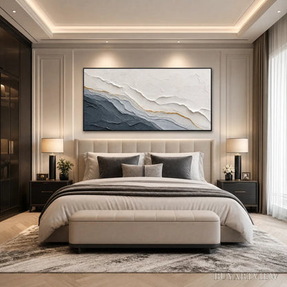 BUYARTVIEW Aeon – Textured Grey and Gold Abstract Landscape Painting - image 5