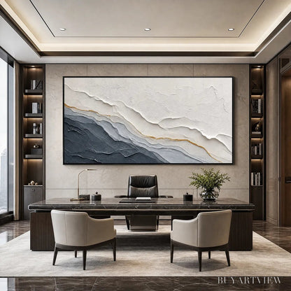BUYARTVIEW Aeon – Textured Grey and Gold Abstract Landscape Painting - image 6