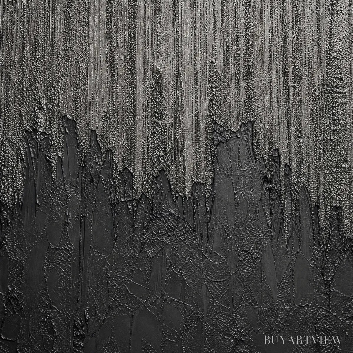 BUYARTVIEW Ashen Cascade – Large Textured Black and Grey Abstract - image 3