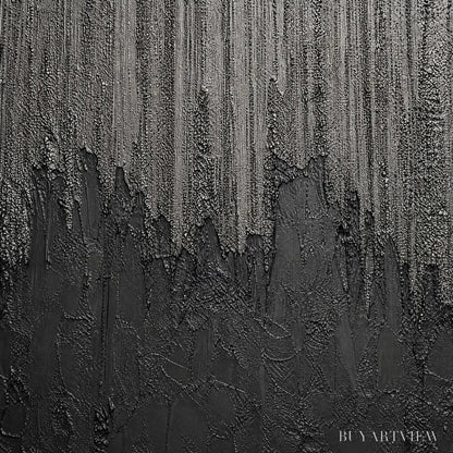 BUYARTVIEW Ashen Cascade – Large Textured Black and Grey Abstract - image 3