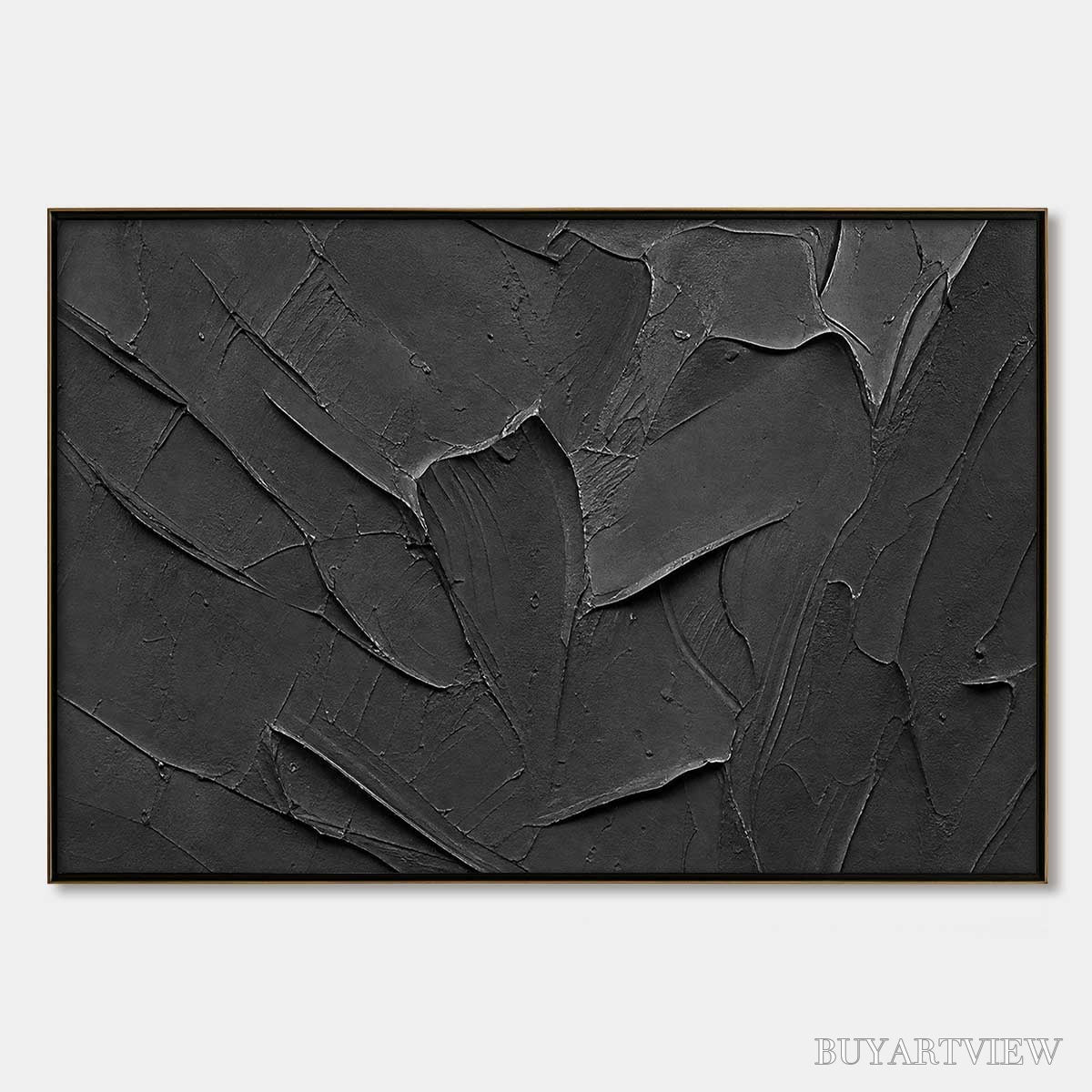 BUYARTVIEW Obsidian – Textured Minimalist Impasto Painting in Deep Black - image 1