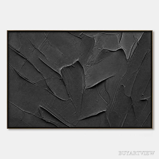 BUYARTVIEW Obsidian – Textured Minimalist Impasto Painting in Deep Black - image 1