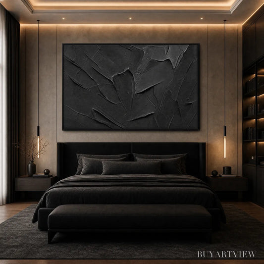 BUYARTVIEW Obsidian – Textured Minimalist Impasto Painting in Deep Black - image 2