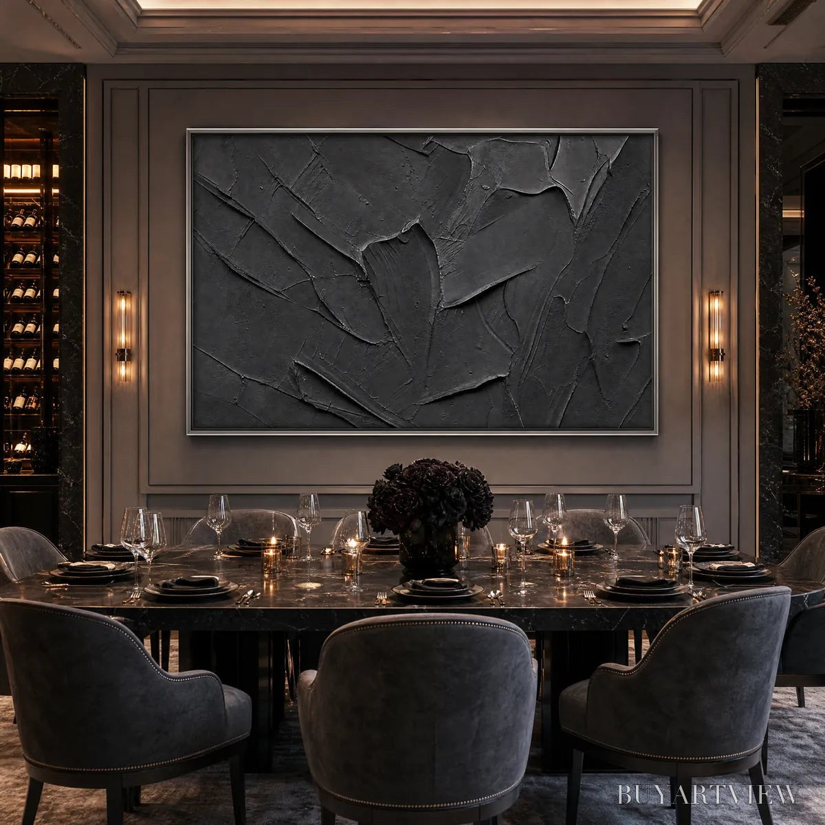 BUYARTVIEW Obsidian – Textured Minimalist Impasto Painting in Deep Black - image 4