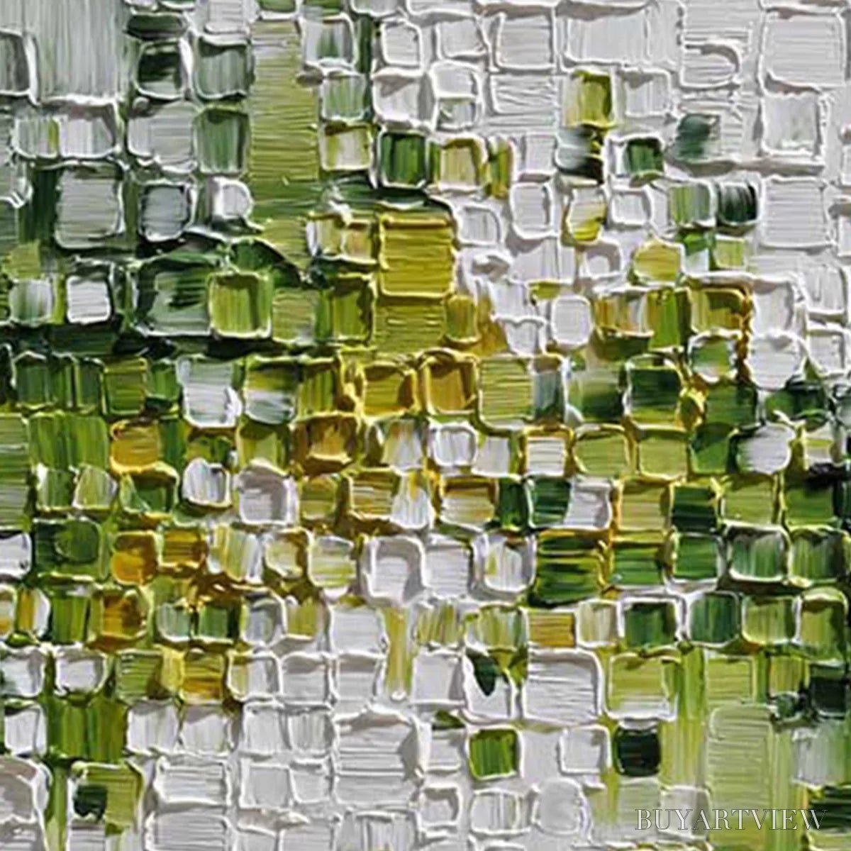 BUYARTVIEW Verdant – Textured Green and White Abstract Impasto Painting - image 3