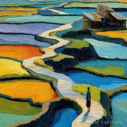 BUYARTVIEW Terraced Journey – Vibrant Textured Impasto Landscape Painting - image 3