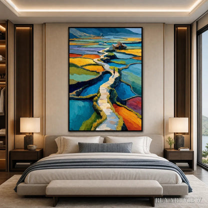 BUYARTVIEW Terraced Journey – Vibrant Textured Impasto Landscape Painting - image 5