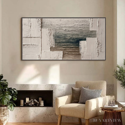 BUYARTVIEW Strata – Large Horizontal Textured Wabi Sabi Abstract Painting - image 2