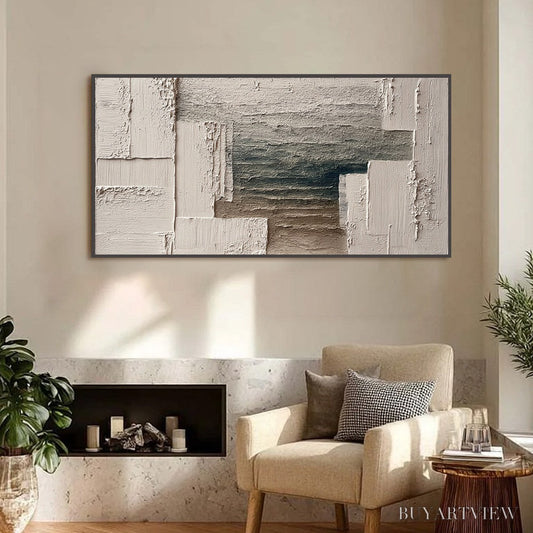 BUYARTVIEW Strata – Large Horizontal Textured Wabi Sabi Abstract Painting - image 2