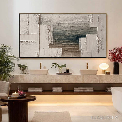BUYARTVIEW Strata – Large Horizontal Textured Wabi Sabi Abstract Painting - image 4