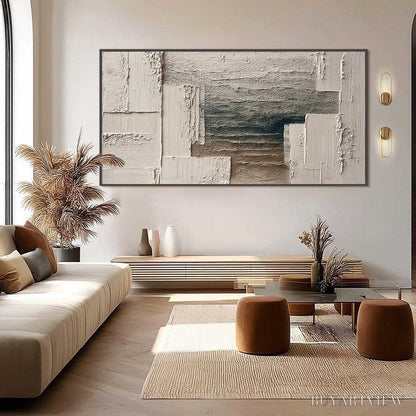 BUYARTVIEW Strata – Large Horizontal Textured Wabi Sabi Abstract Painting - image 6