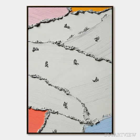 BUYARTVIEW Riverbeds – Textured Abstract Painting with Minimalist Color Accents - image 1