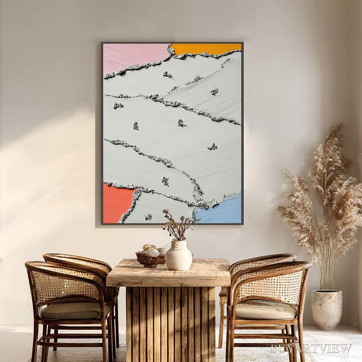 BUYARTVIEW Riverbeds – Textured Abstract Painting with Minimalist Color Accents - image 2