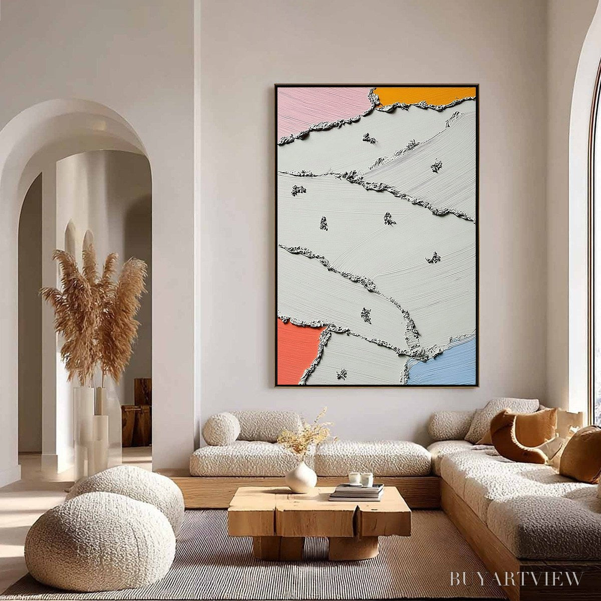 BUYARTVIEW Riverbeds – Textured Abstract Painting with Minimalist Color Accents - image 4