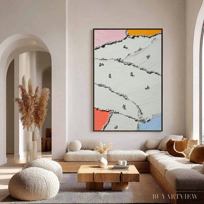 BUYARTVIEW Riverbeds – Textured Abstract Painting with Minimalist Color Accents - image 4