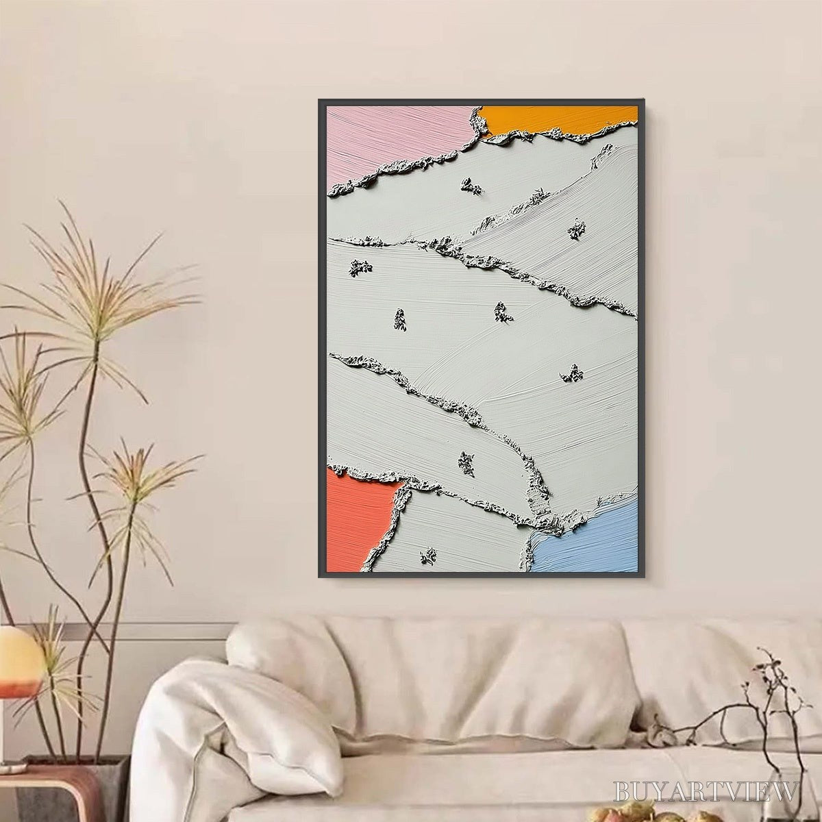 BUYARTVIEW Riverbeds – Textured Abstract Painting with Minimalist Color Accents - image 6
