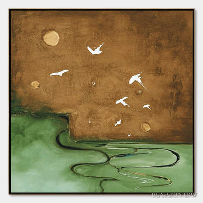 BUYARTVIEW Sojourn – Earthy Wabi Sabi Abstract Landscape Painting - image 1