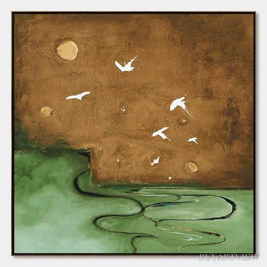BUYARTVIEW Sojourn – Earthy Wabi Sabi Abstract Landscape Painting - image 1