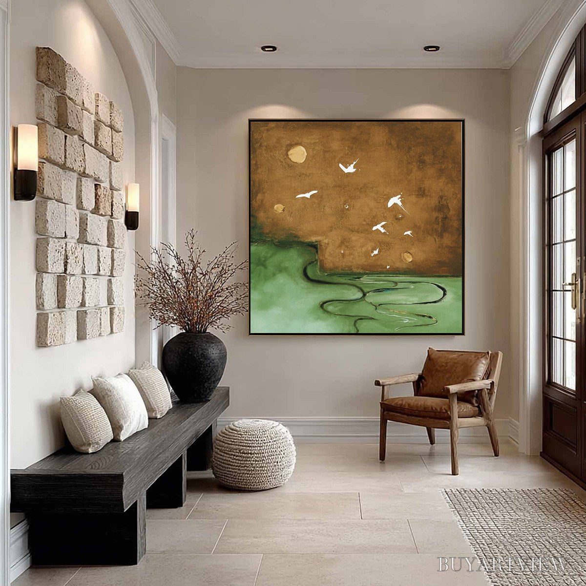 BUYARTVIEW Sojourn – Earthy Wabi Sabi Abstract Landscape Painting - image 4