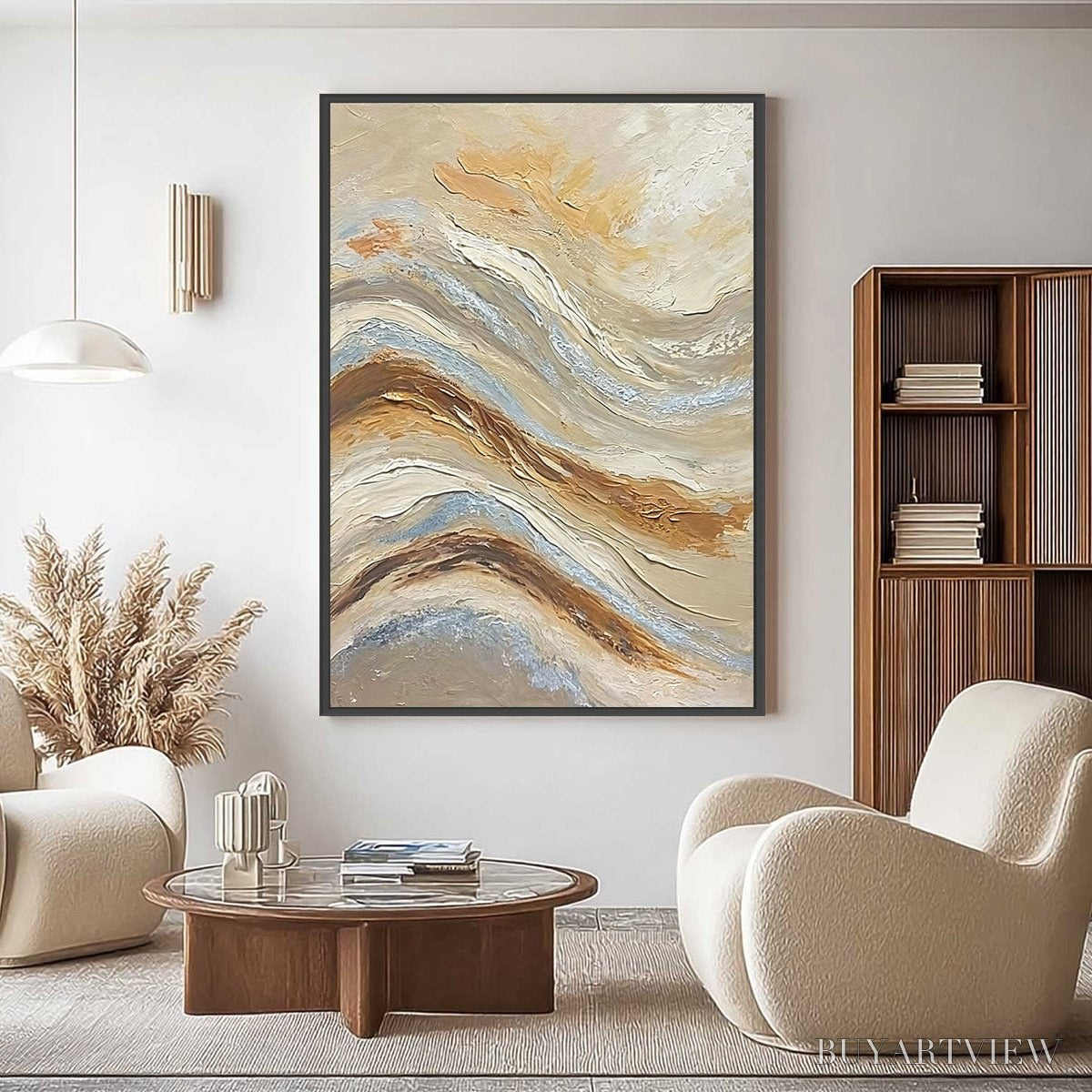 BUYARTVIEW Coastal Drift – Wabi Sabi Inspired Textured Abstract Oil Painting - image 2
