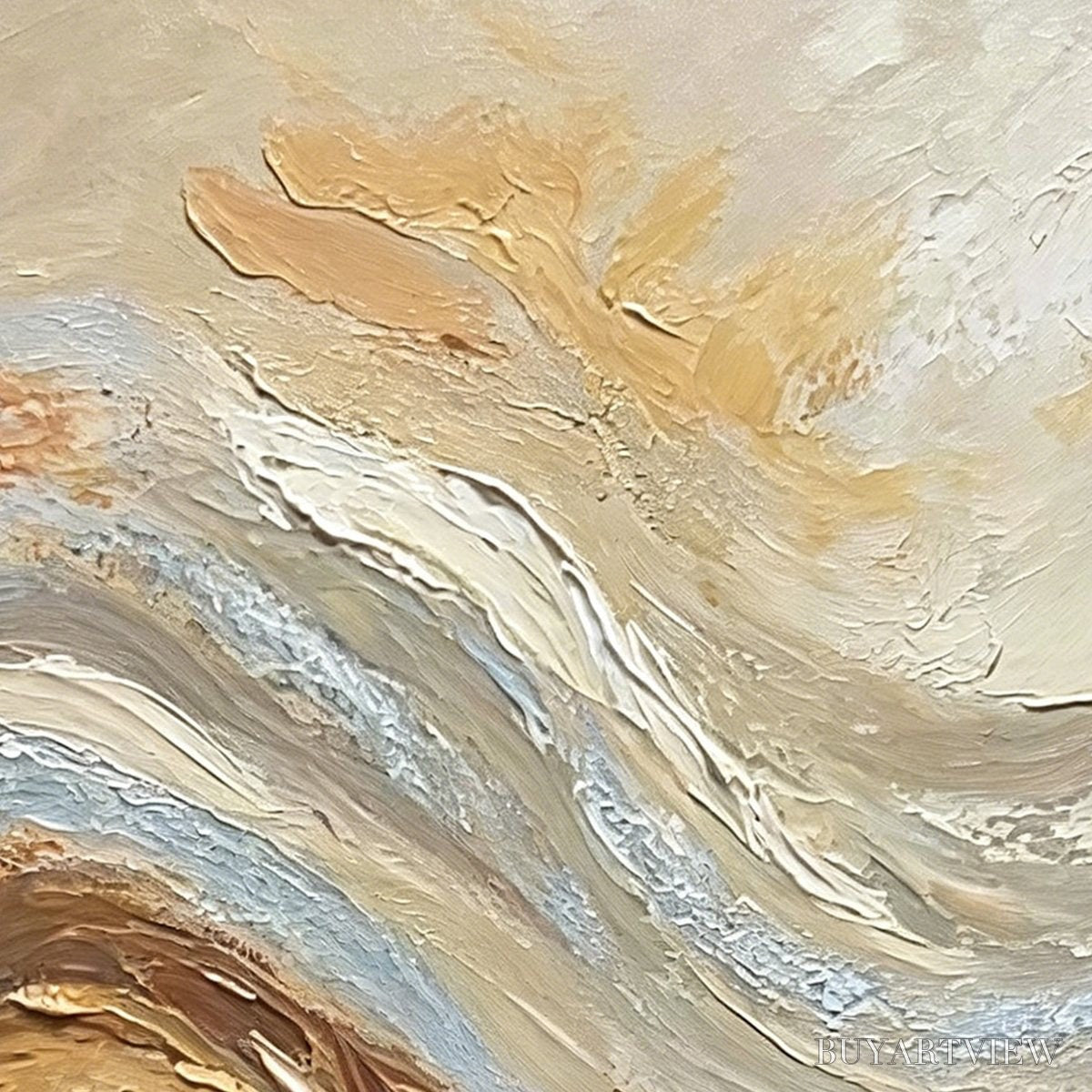 BUYARTVIEW Coastal Drift – Wabi Sabi Inspired Textured Abstract Oil Painting - image 3