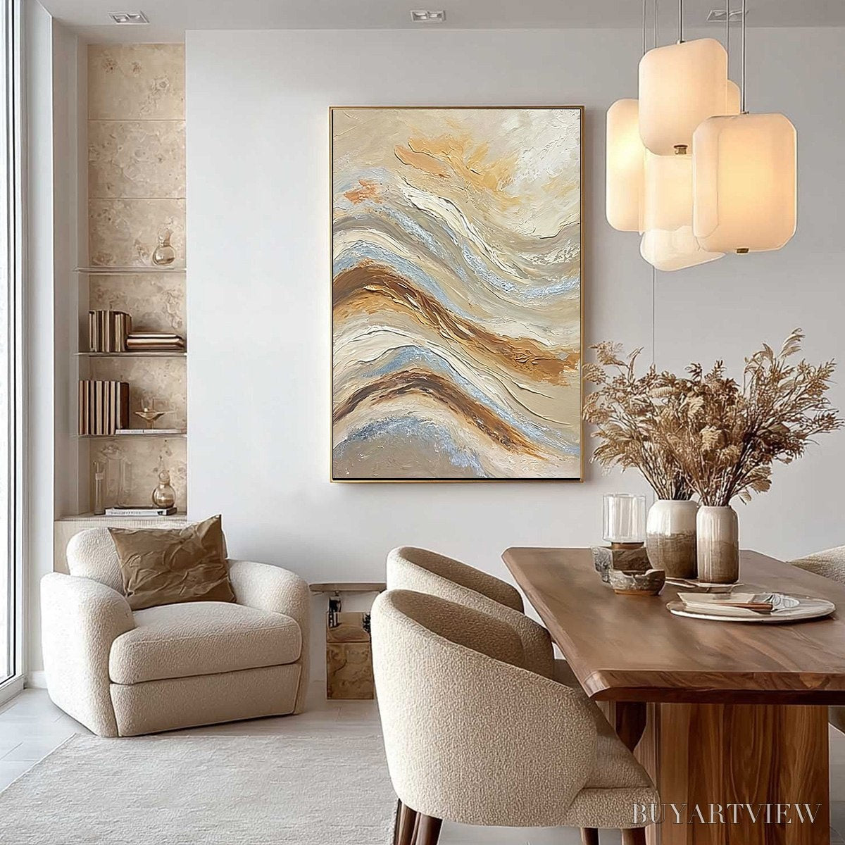 BUYARTVIEW Coastal Drift – Wabi Sabi Inspired Textured Abstract Oil Painting - image 4