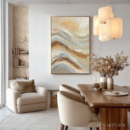 BUYARTVIEW Coastal Drift – Wabi Sabi Inspired Textured Abstract Oil Painting - image 4