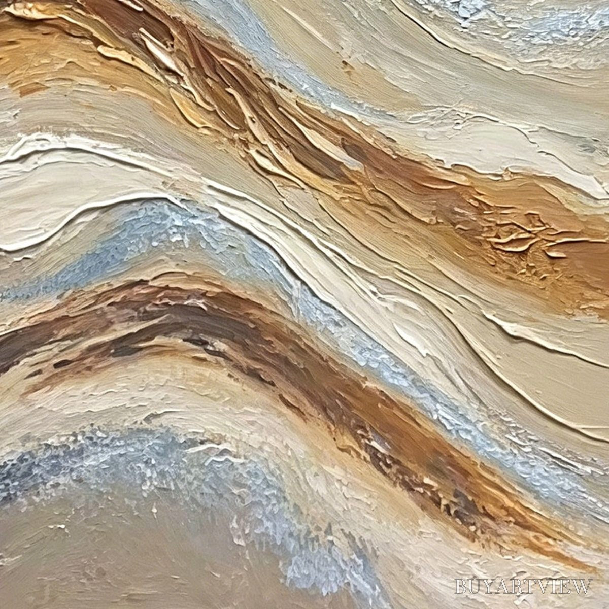 BUYARTVIEW Coastal Drift – Wabi Sabi Inspired Textured Abstract Oil Painting - image 5