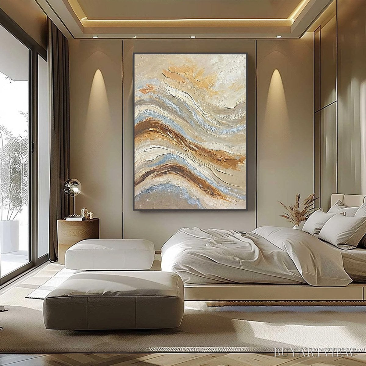 BUYARTVIEW Coastal Drift – Wabi Sabi Inspired Textured Abstract Oil Painting - image 6