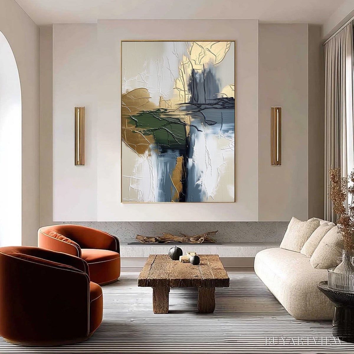 BUYARTVIEW Verdant Echo – Textured Wabi Sabi Abstract Landscape Painting - image 2