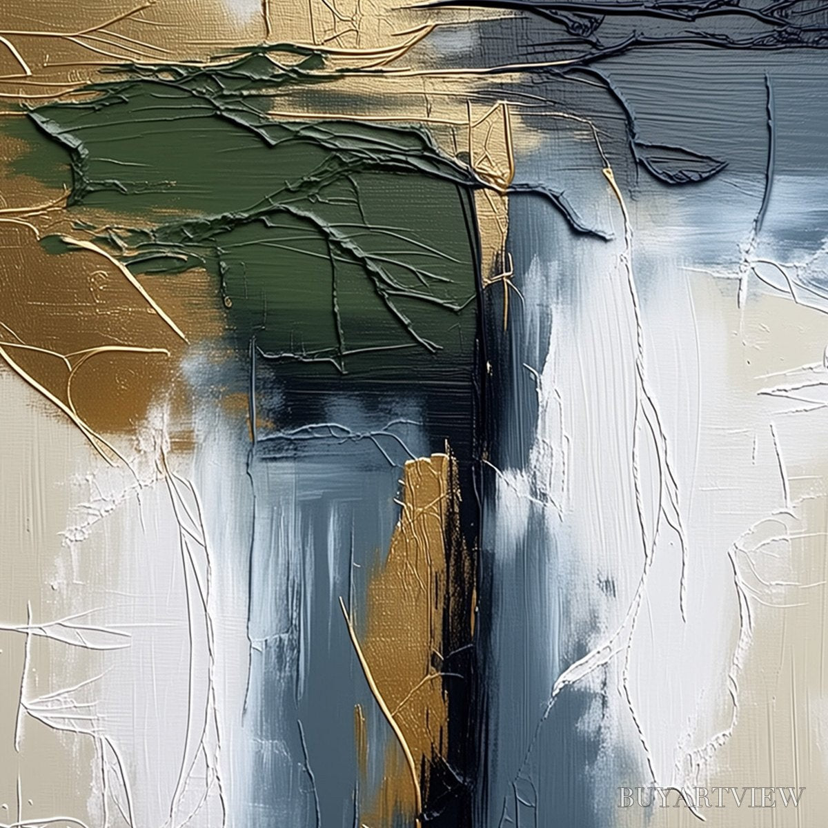BUYARTVIEW Verdant Echo – Textured Wabi Sabi Abstract Landscape Painting - image 5