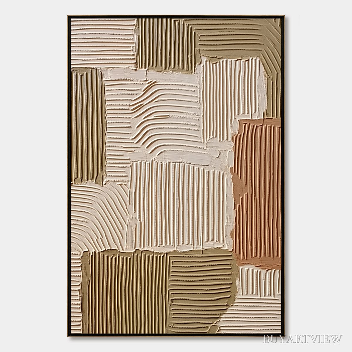 BUYARTVIEW Terra Rhythms – Textured Wabi Sabi Abstract Painting in Earth Tones - image 1