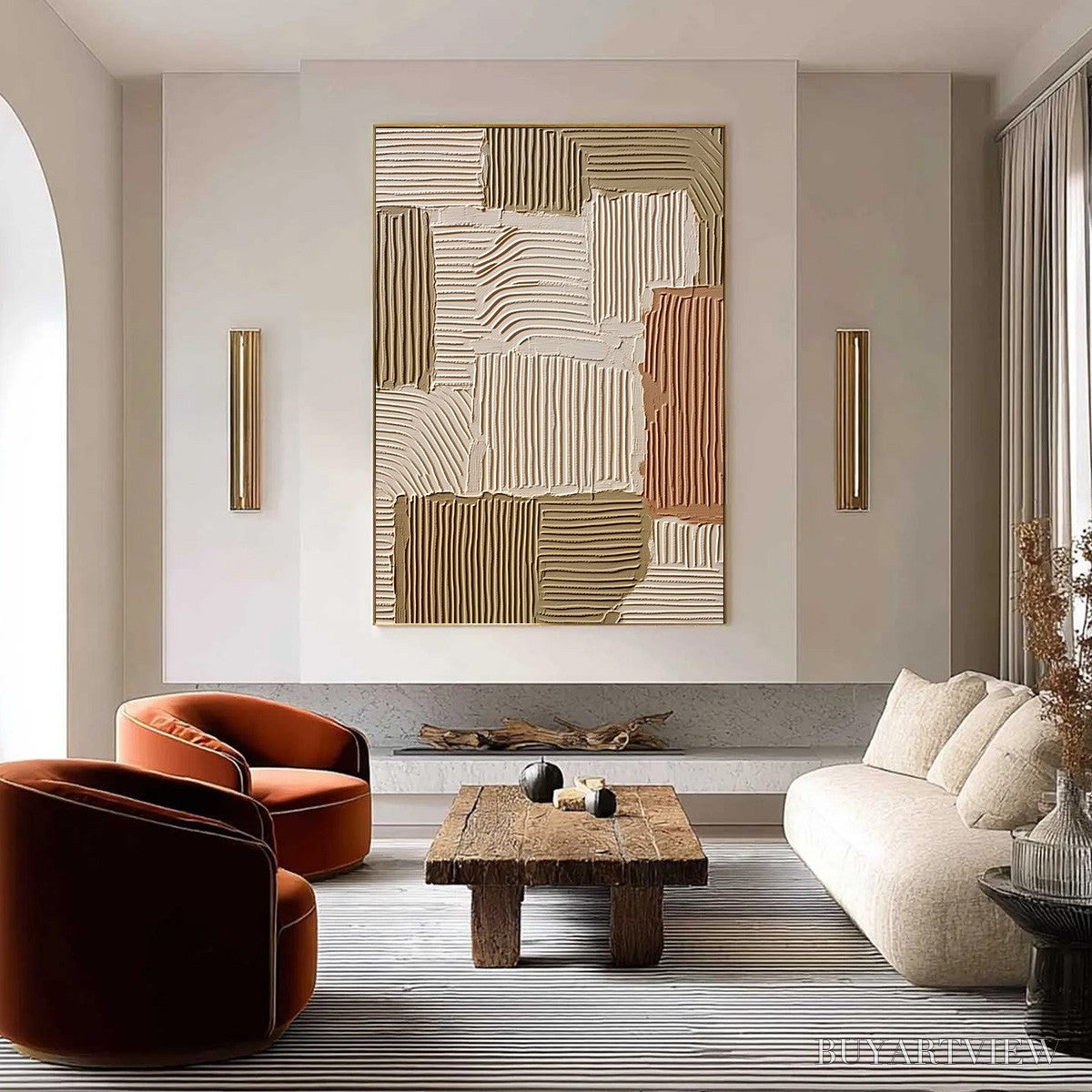 BUYARTVIEW Terra Rhythms – Textured Wabi Sabi Abstract Painting in Earth Tones - image 2