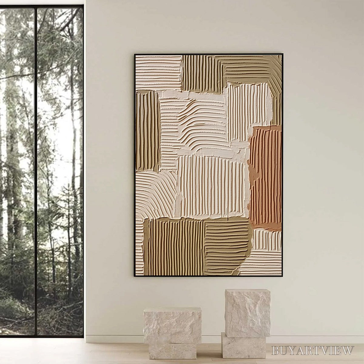 BUYARTVIEW Terra Rhythms – Textured Wabi Sabi Abstract Painting in Earth Tones - image 6