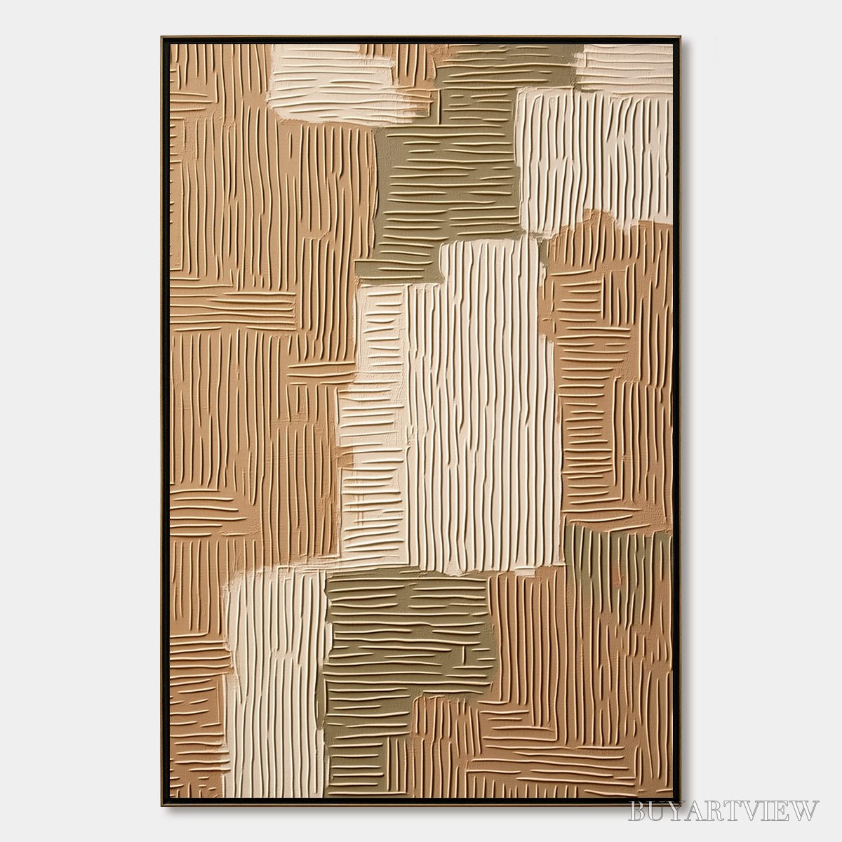 BUYARTVIEW Earthen Weave – Textured Wabi Sabi Abstract Painting in Neutral Tones - image 1