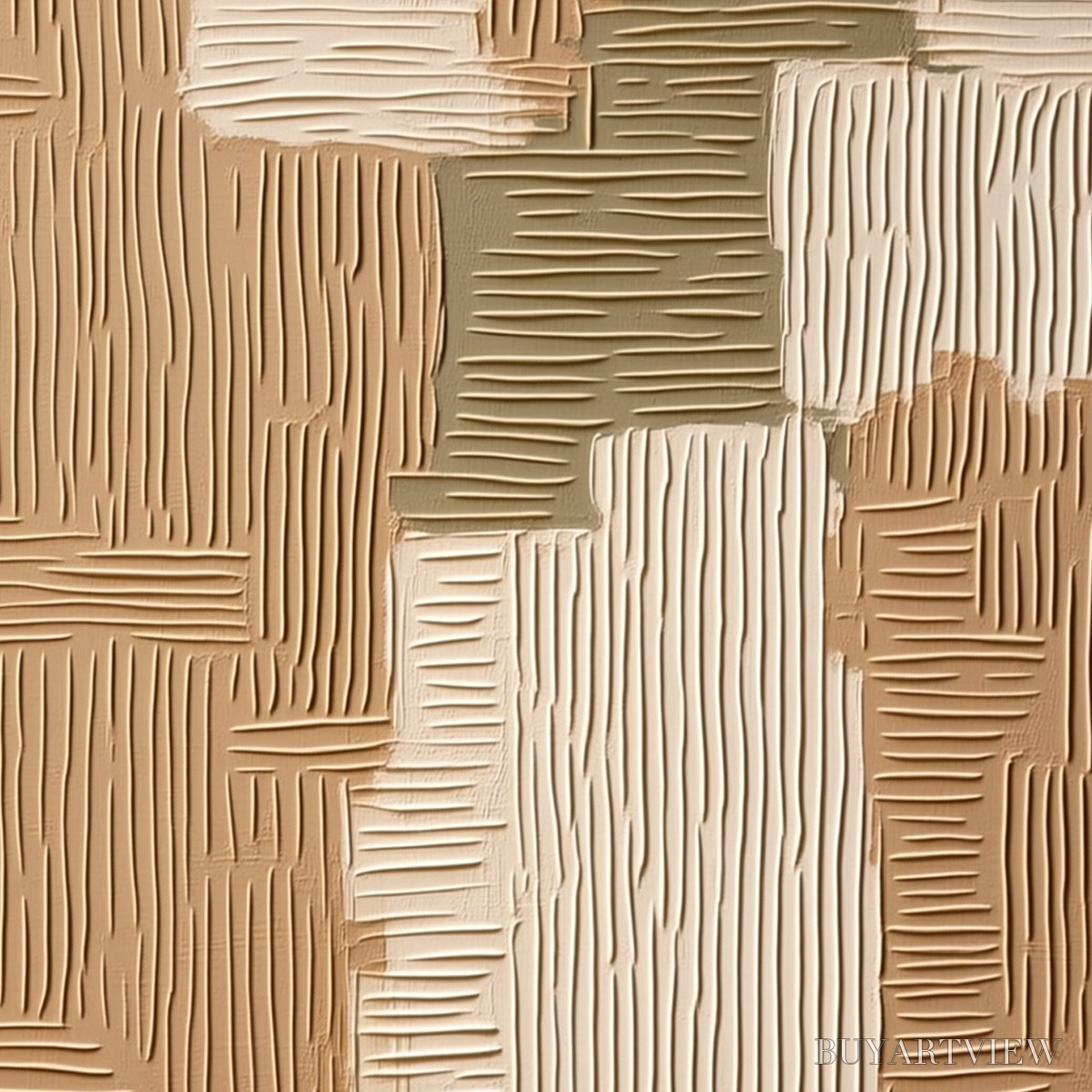 BUYARTVIEW Earthen Weave – Textured Wabi Sabi Abstract Painting in Neutral Tones - image 3