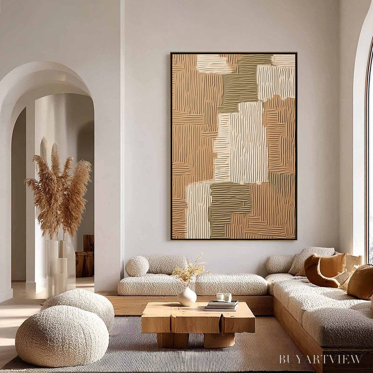 BUYARTVIEW Earthen Weave – Textured Wabi Sabi Abstract Painting in Neutral Tones - image 4