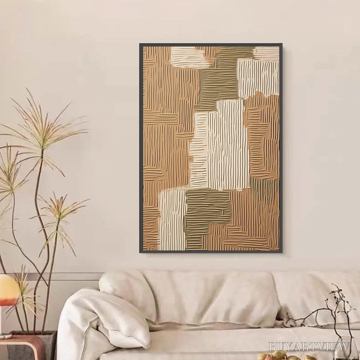 BUYARTVIEW Earthen Weave – Textured Wabi Sabi Abstract Painting in Neutral Tones - image 6