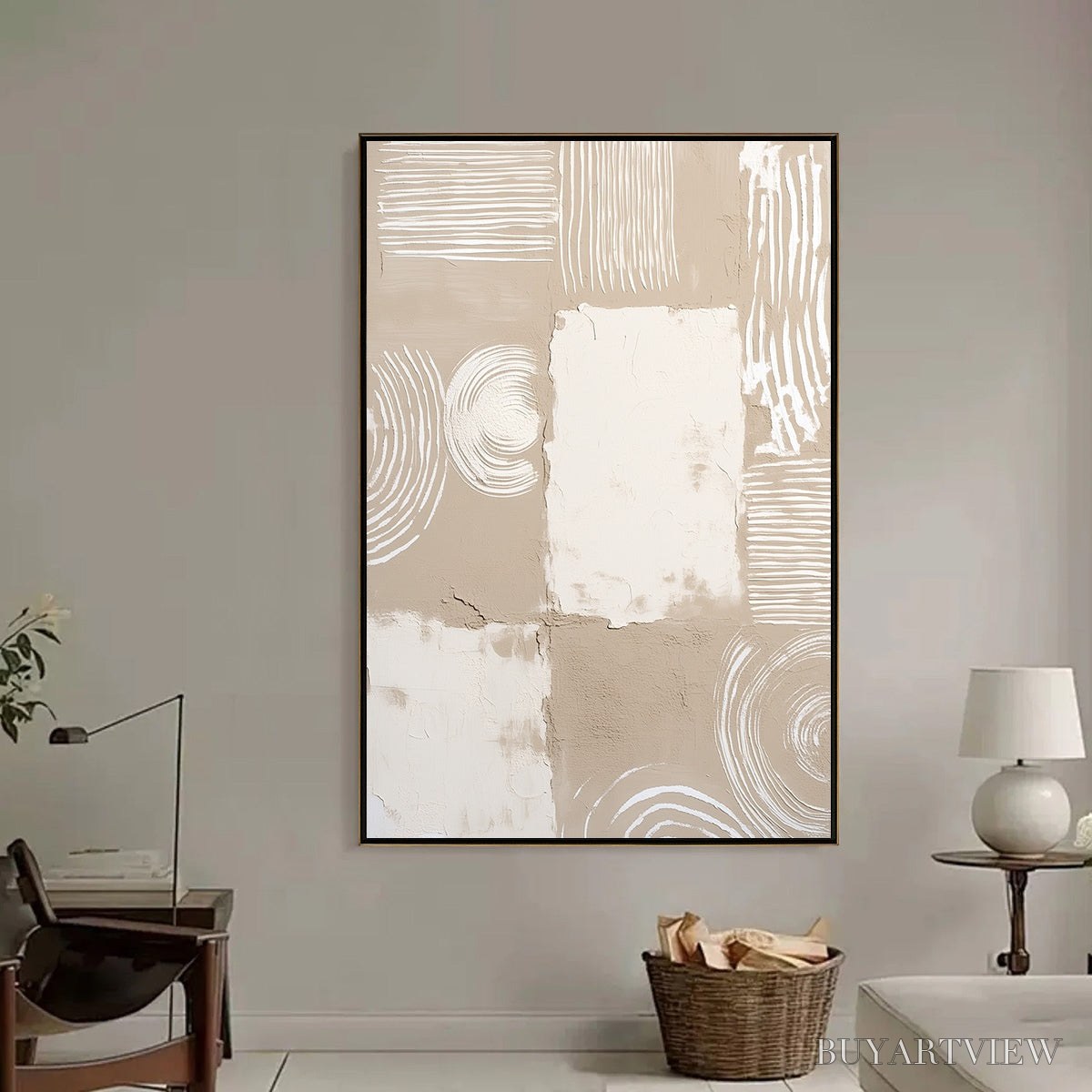 BUYARTVIEW Terra Forma – Textured Minimalist Abstract Painting in Neutral Tones - image 6