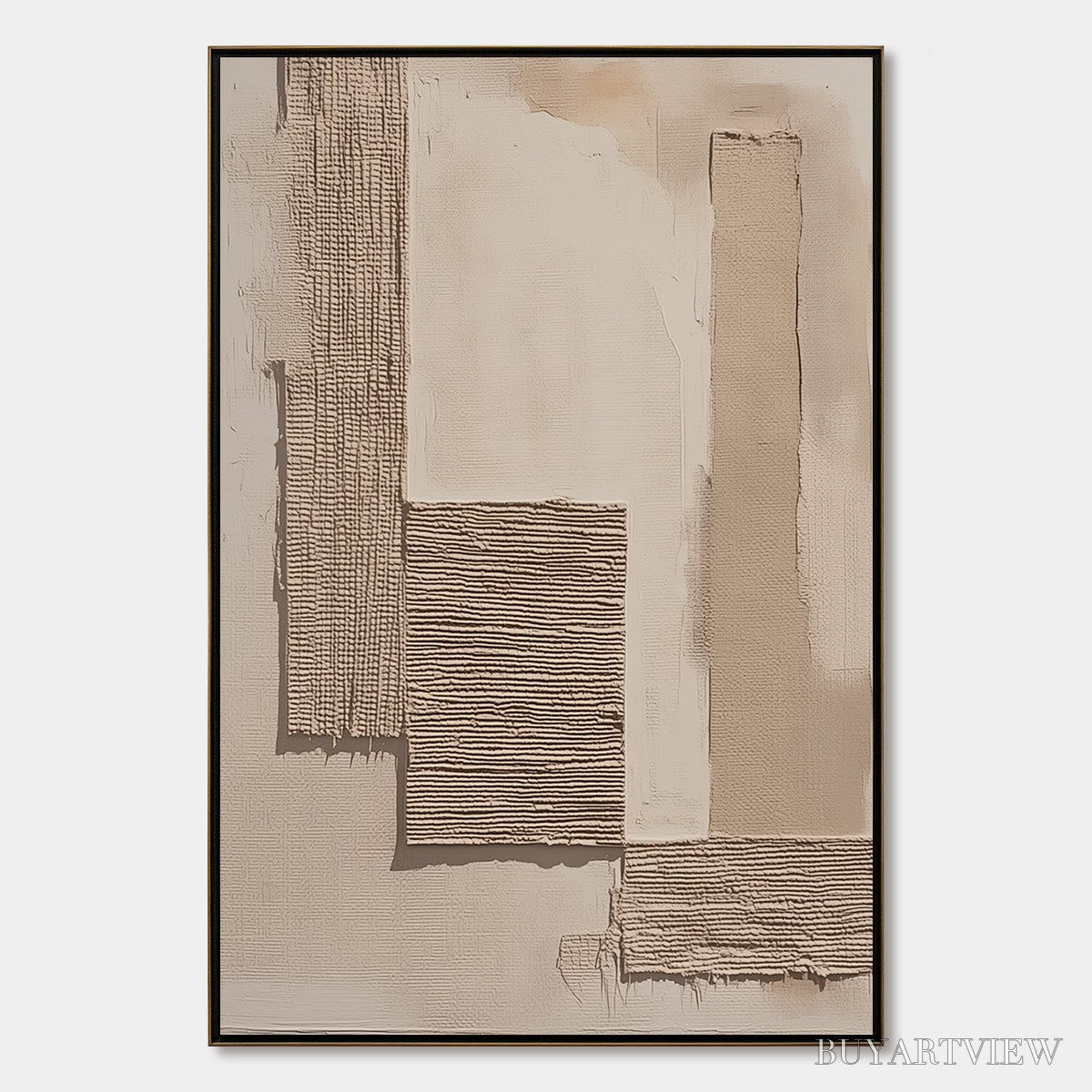 BUYARTVIEW Terra Forma – Minimalist Textured Beige and White Abstract Painting - image 1