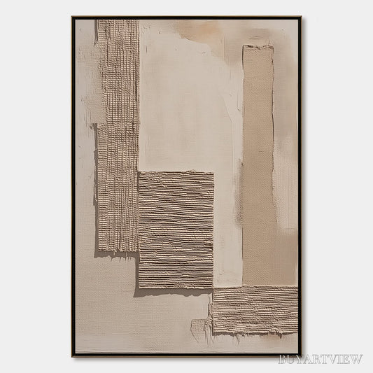 BUYARTVIEW Terra Forma – Minimalist Textured Beige and White Abstract Painting - image 1