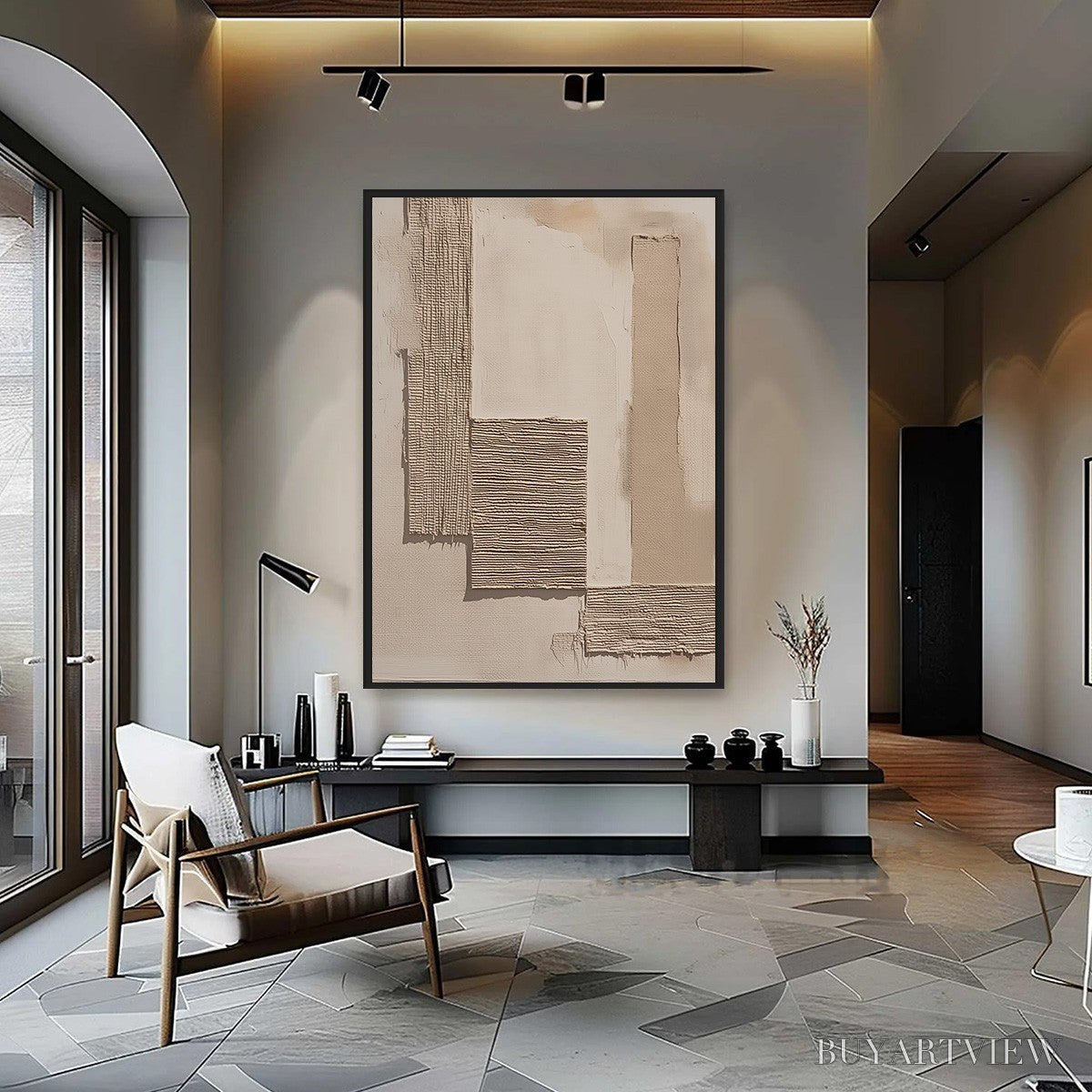 BUYARTVIEW Terra Forma – Minimalist Textured Beige and White Abstract Painting - image 2