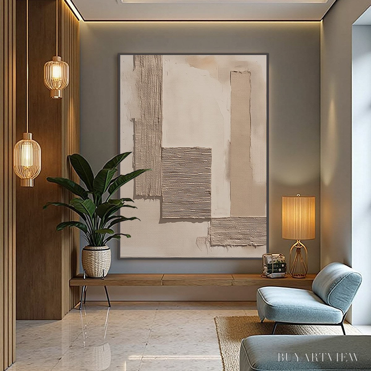 BUYARTVIEW Terra Forma – Minimalist Textured Beige and White Abstract Painting - image 4