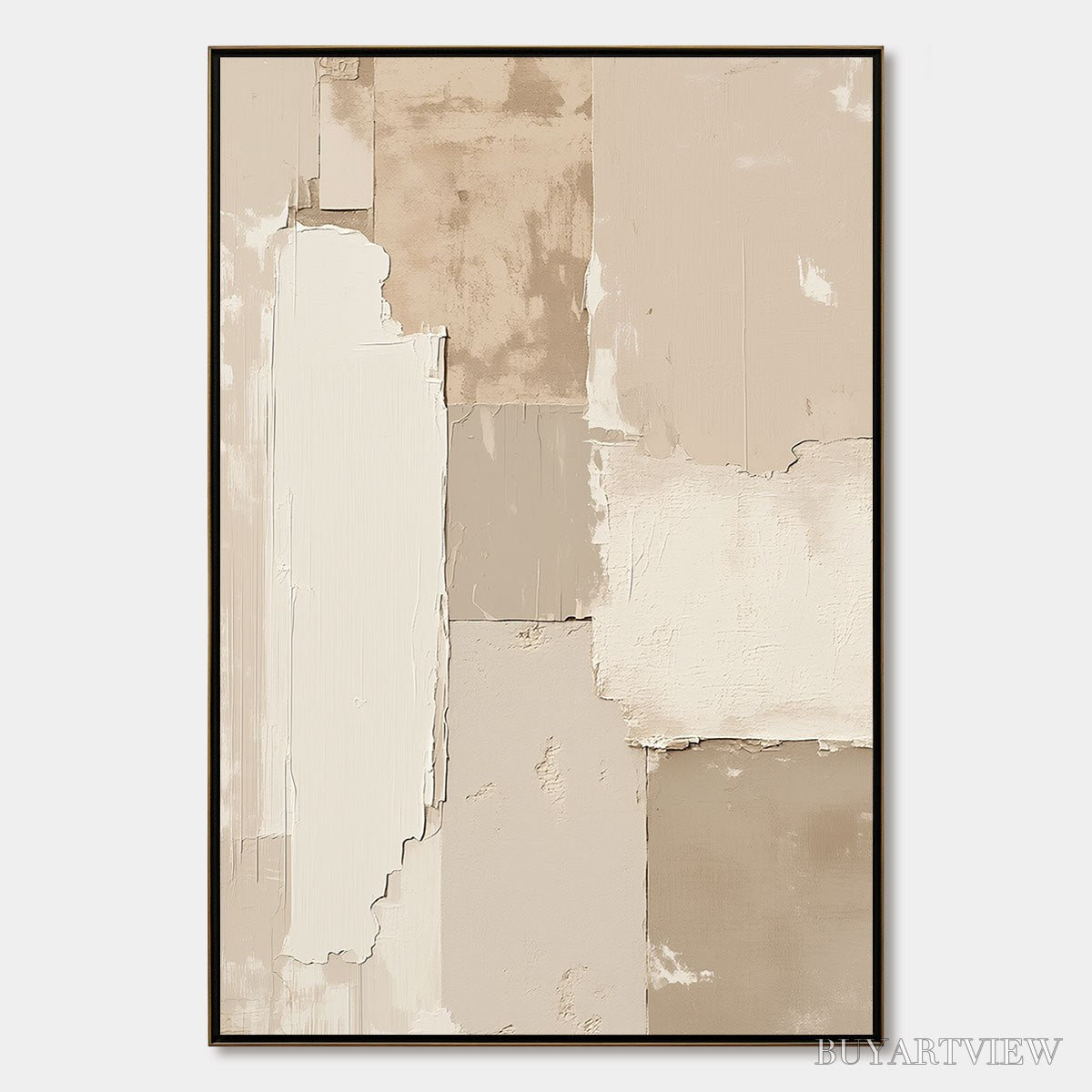BUYARTVIEW Urban Fossil – Large Vertical Textured Minimalist Abstract Painting - image 1