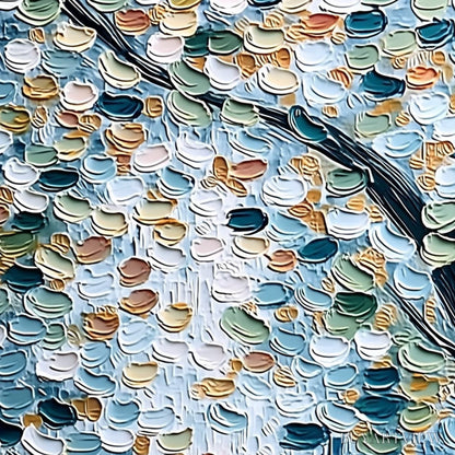 BUYARTVIEW Serene Cascade – Textured Abstract Impasto Painting of Falling Leaves - image 3
