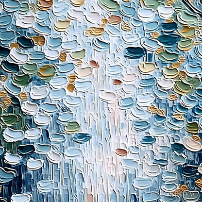 BUYARTVIEW Serene Cascade – Textured Abstract Impasto Painting of Falling Leaves - image 5